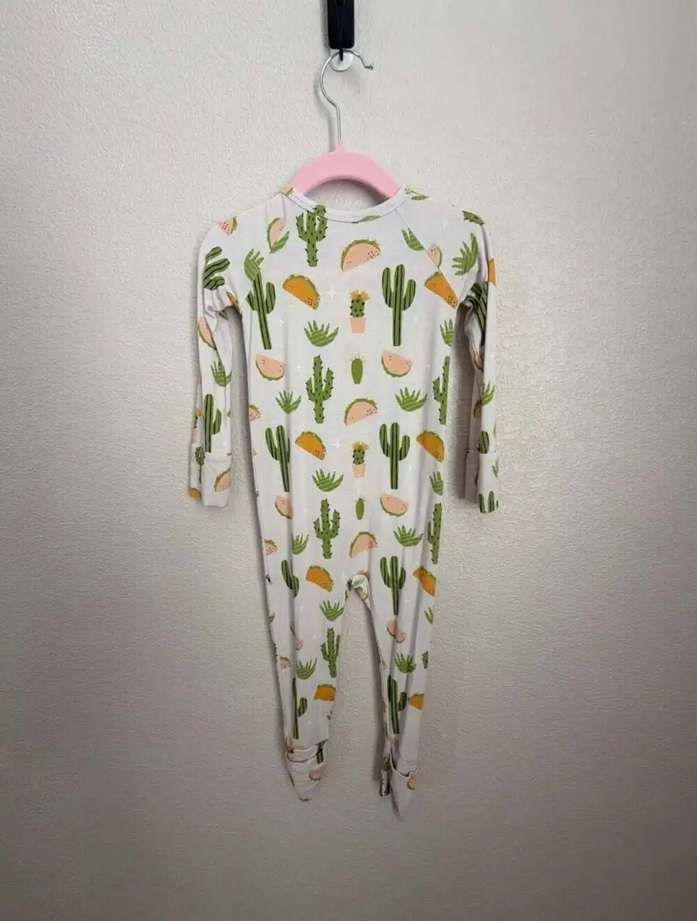 KIKI+LULU Bamboo Zipper Romper with Cactus and Taco Print 12-18M